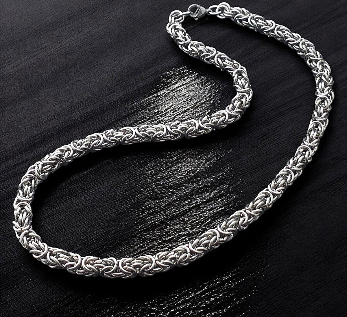 Stainless Steel Byzantine Chain 8 mm – Silver | Men – 2