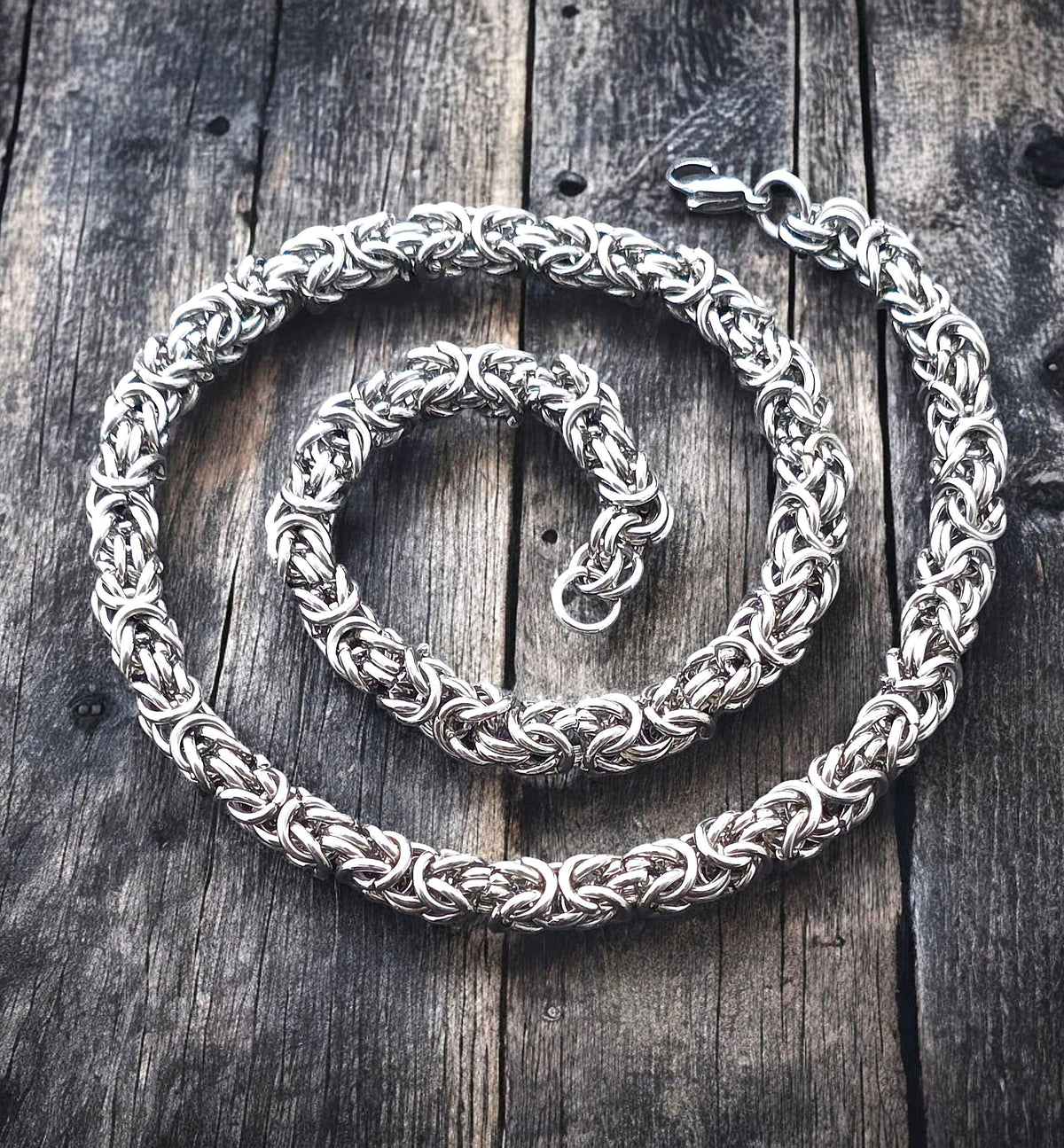 Stainless Steel Byzantine Chain 8 mm – Silver | Men – 4