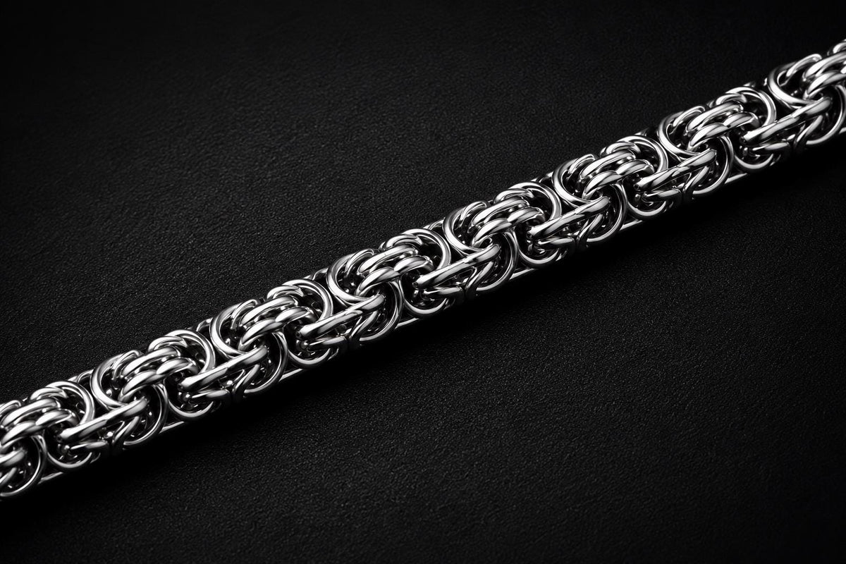 Stainless Steel Byzantine Chain 8 mm – Silver | Men – 3
