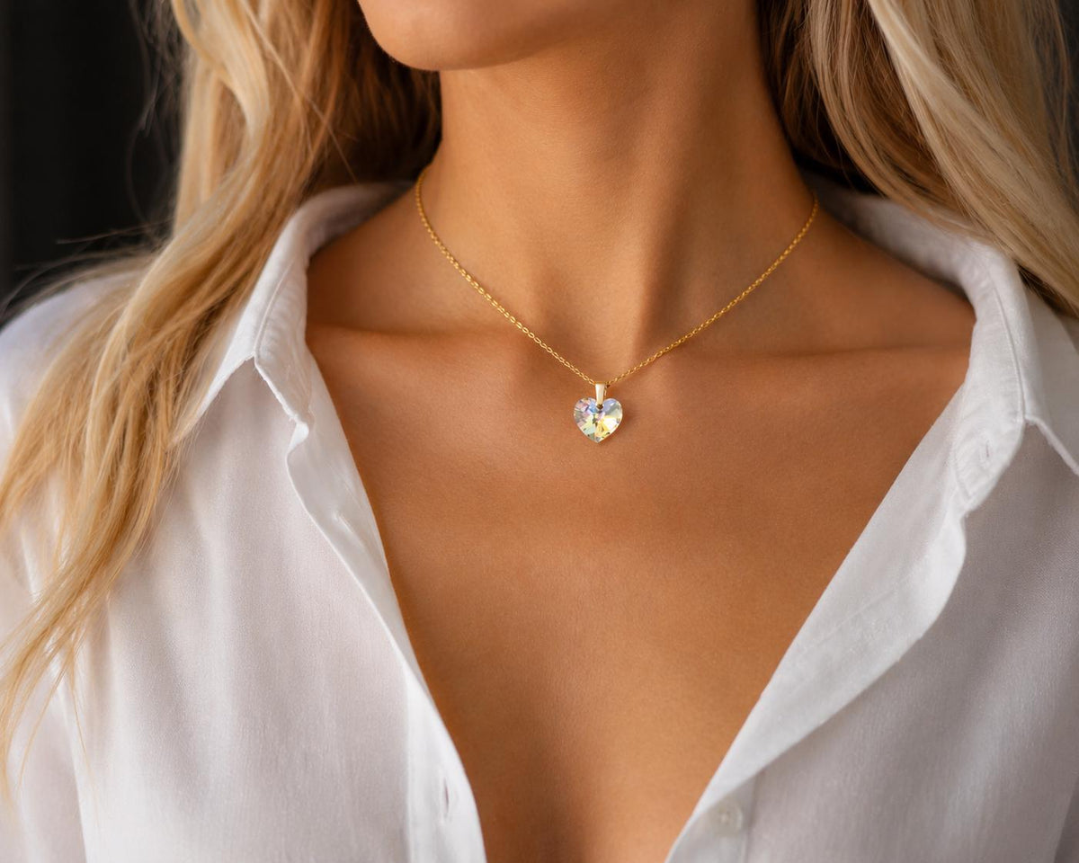Necklace with Original Preciosa® MAXIMA Heart Crystal 10 mm – Gold or Silver | Women – 2