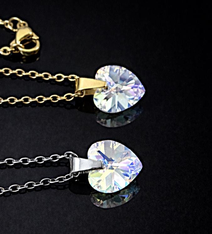 Necklace with Original Preciosa® MAXIMA Heart Crystal 10 mm – Gold or Silver | Women – 5
