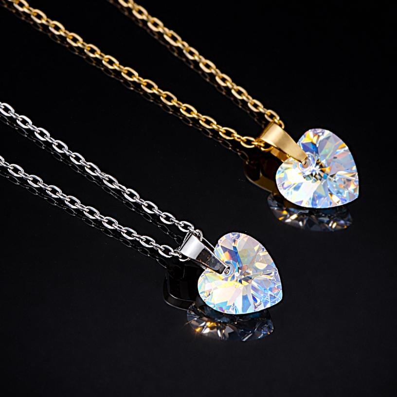 Necklace with Original Preciosa® MAXIMA Heart Crystal 10 mm – Gold or Silver | Women – 3