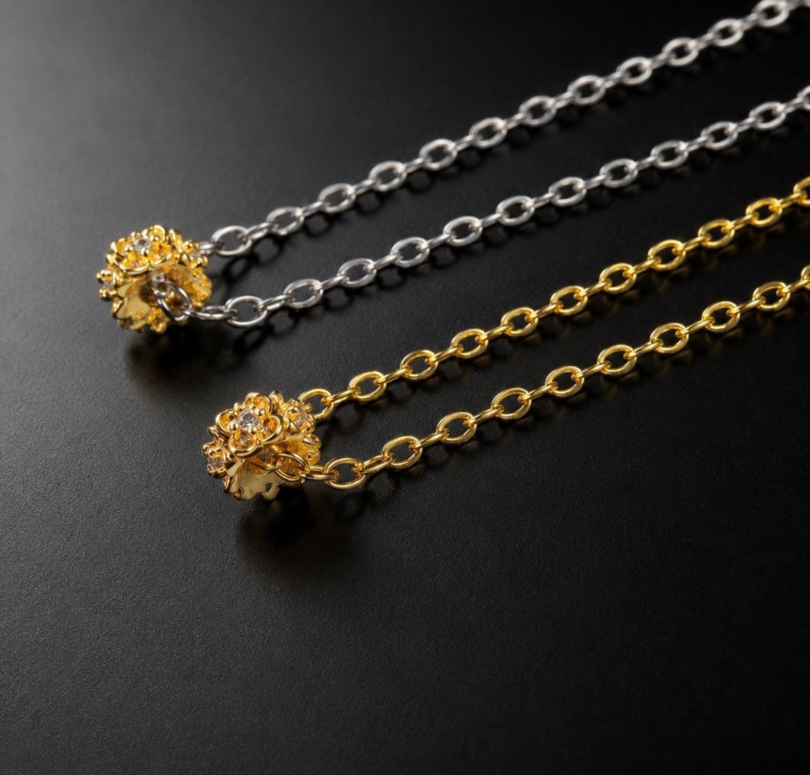 Stainless Steel or 18K Gold-Plated Necklace with Cubic Zirconia Bead – Gold or Silver | Women – 2