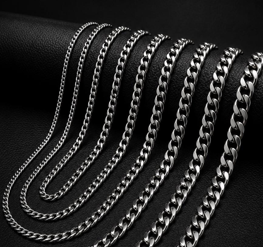 Stainless Steel Curb Chain 3–11 mm – Silver | Women & Men – 3