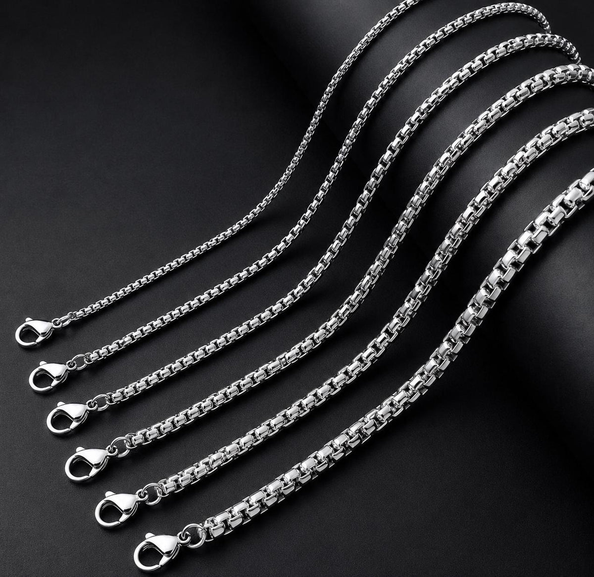 Stainless Steel Box Bracelet 1.5–4 mm – Silver | Women & Men – 2