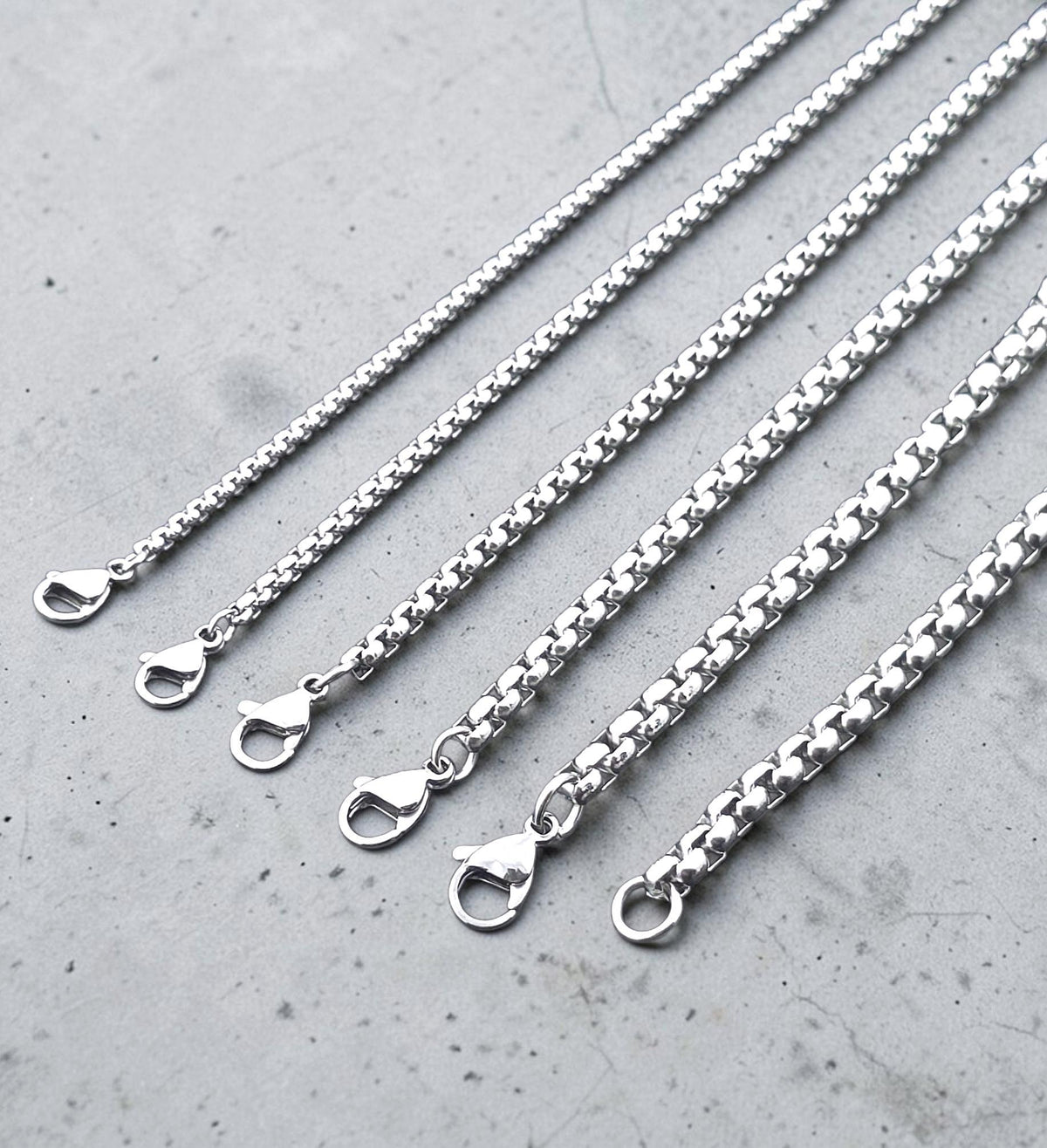 Stainless Steel Box Bracelet 1.5–4 mm – Silver | Women & Men – 6