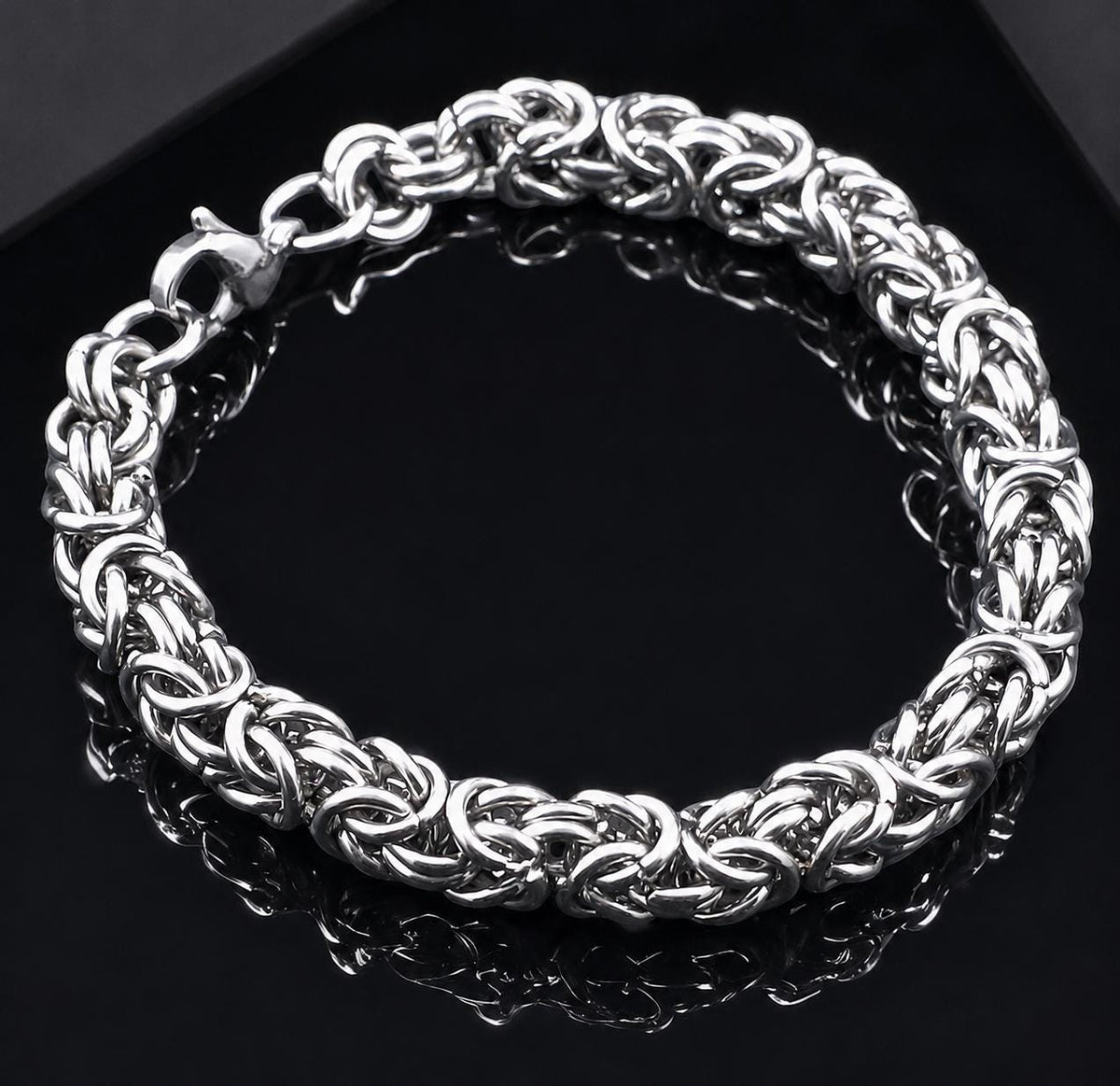 Stainless Steel Byzantine Bracelet 8 mm – Silver | Men – 2