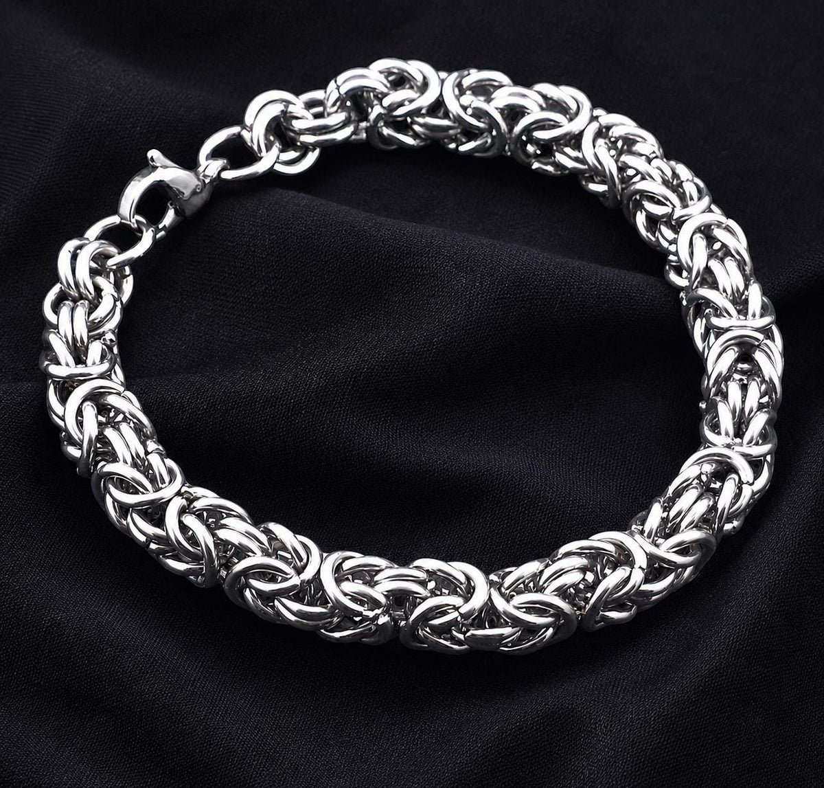 Stainless Steel Byzantine Bracelet 8 mm – Silver | Men – 4