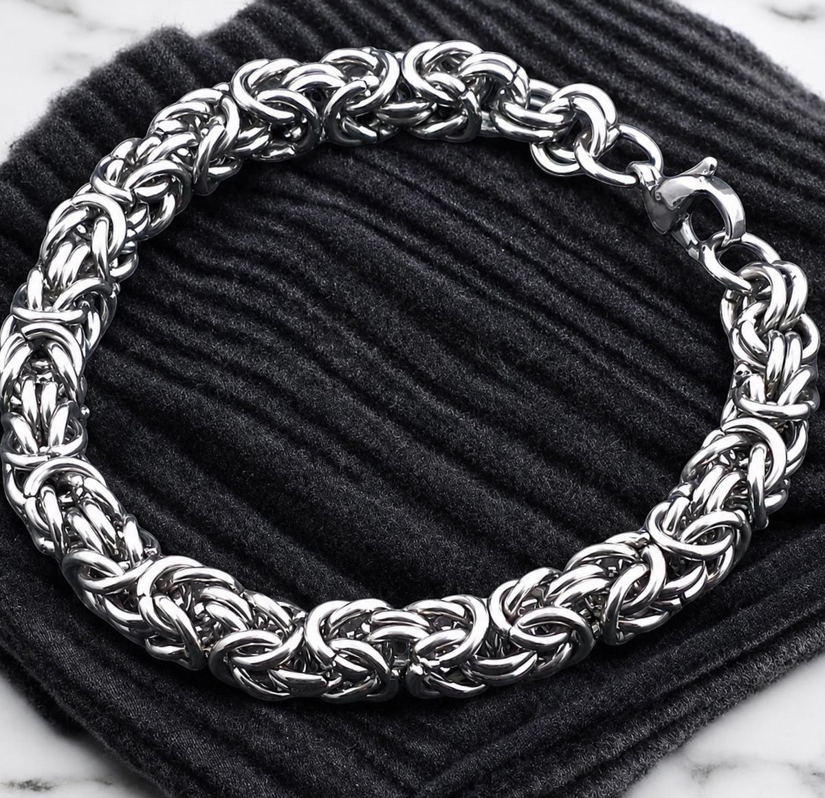 Stainless Steel Byzantine Bracelet 8 mm – Silver | Men – 3