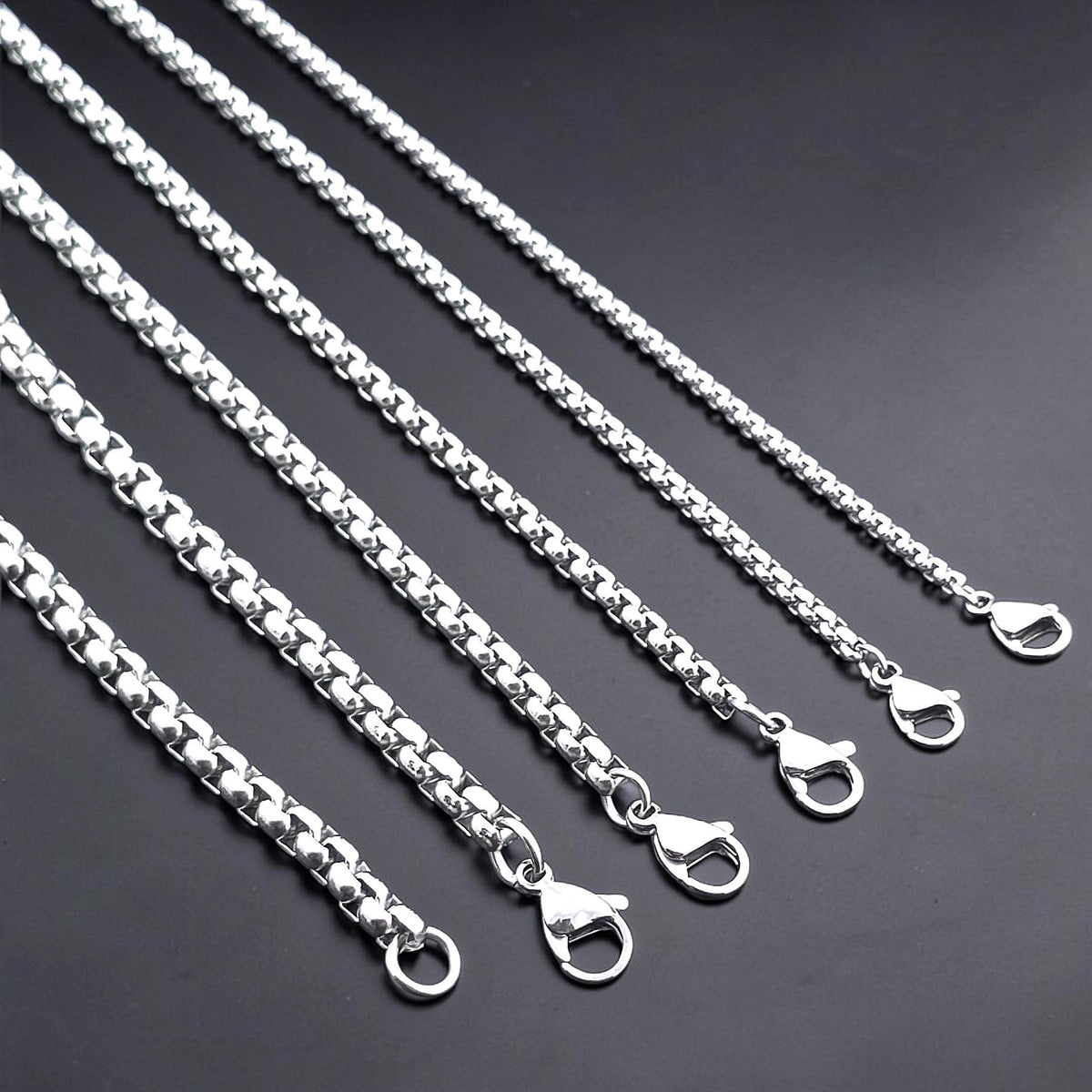 Stainless Steel Box Chain 1.5–4 mm – Silver | Women & Men – 3