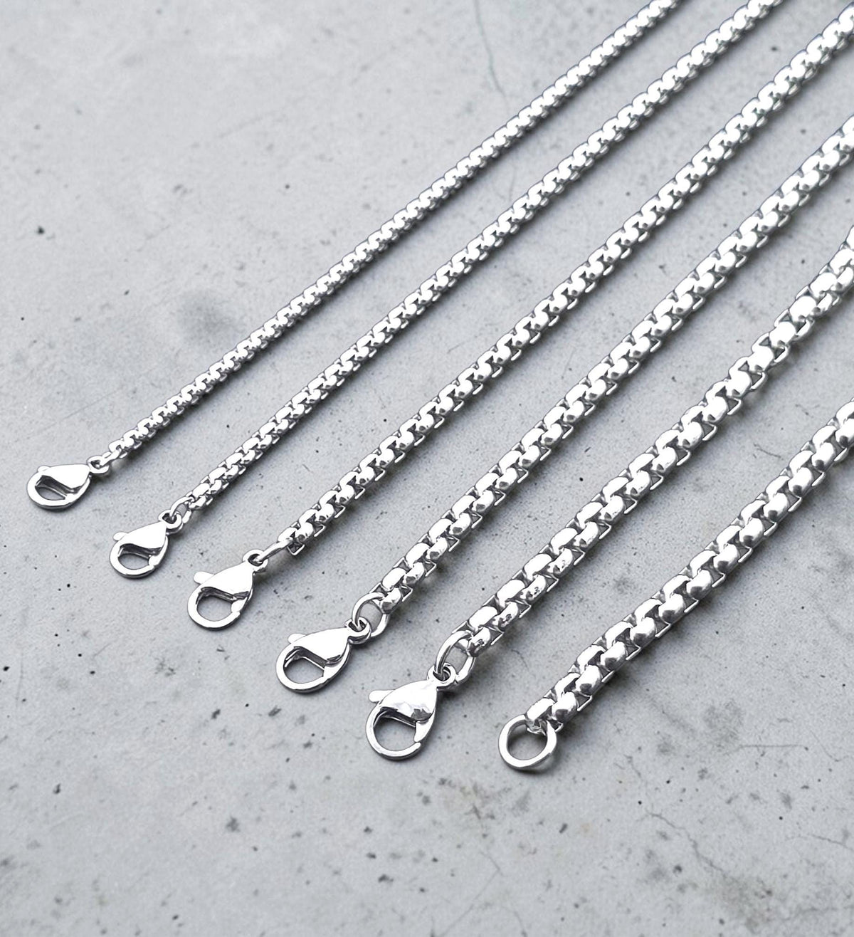 Stainless Steel Box Chain 1.5–4 mm – Silver | Women & Men – 5