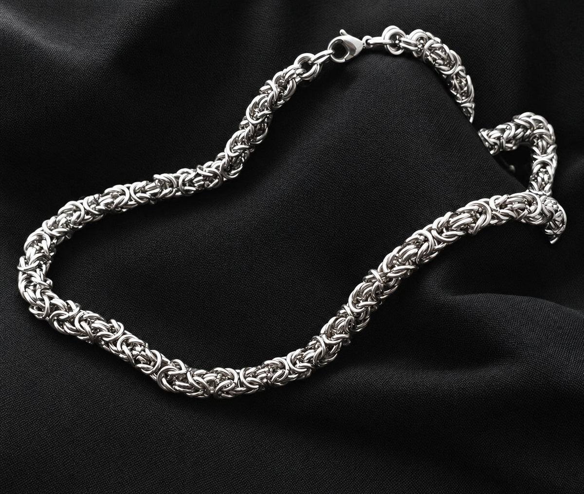 Stainless Steel Byzantine Chain 8 mm – Silver | Men – 5