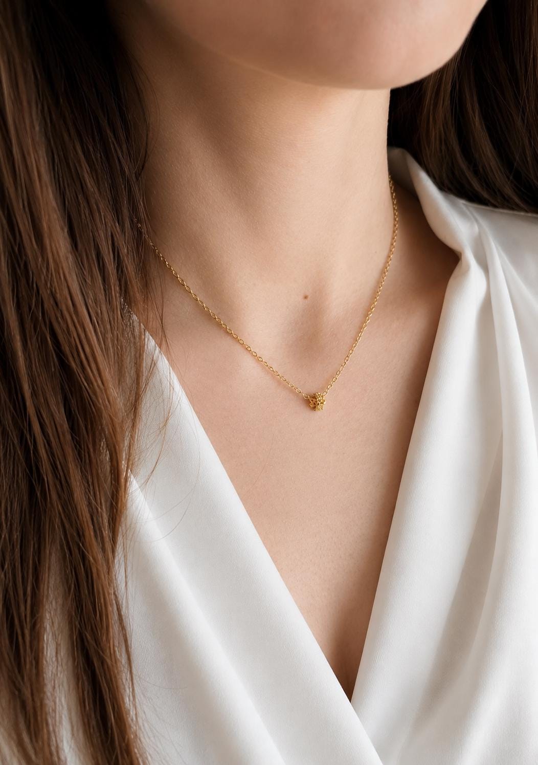 Stainless Steel or 18K Gold-Plated Necklace with Cubic Zirconia Bead – Gold or Silver | Women – 5
