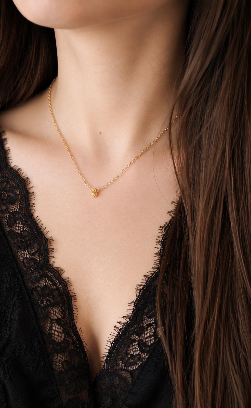 Stainless Steel or 18K Gold-Plated Necklace with Cubic Zirconia Bead – Gold or Silver | Women – 1