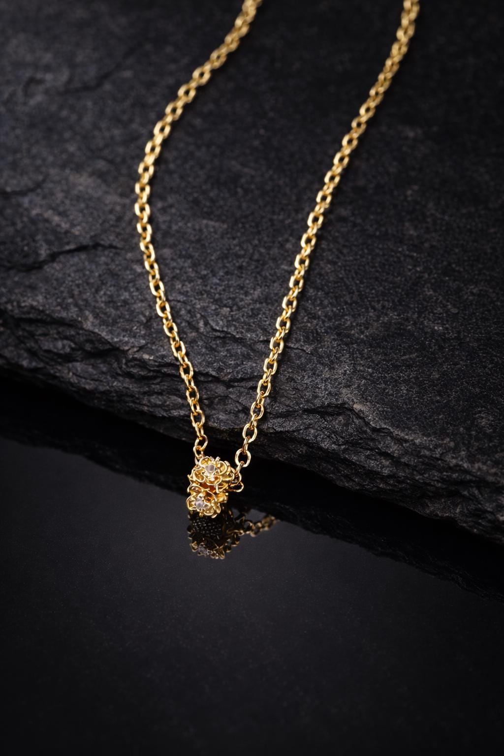 Stainless Steel or 18K Gold-Plated Necklace with Cubic Zirconia Bead – Gold or Silver | Women – 3