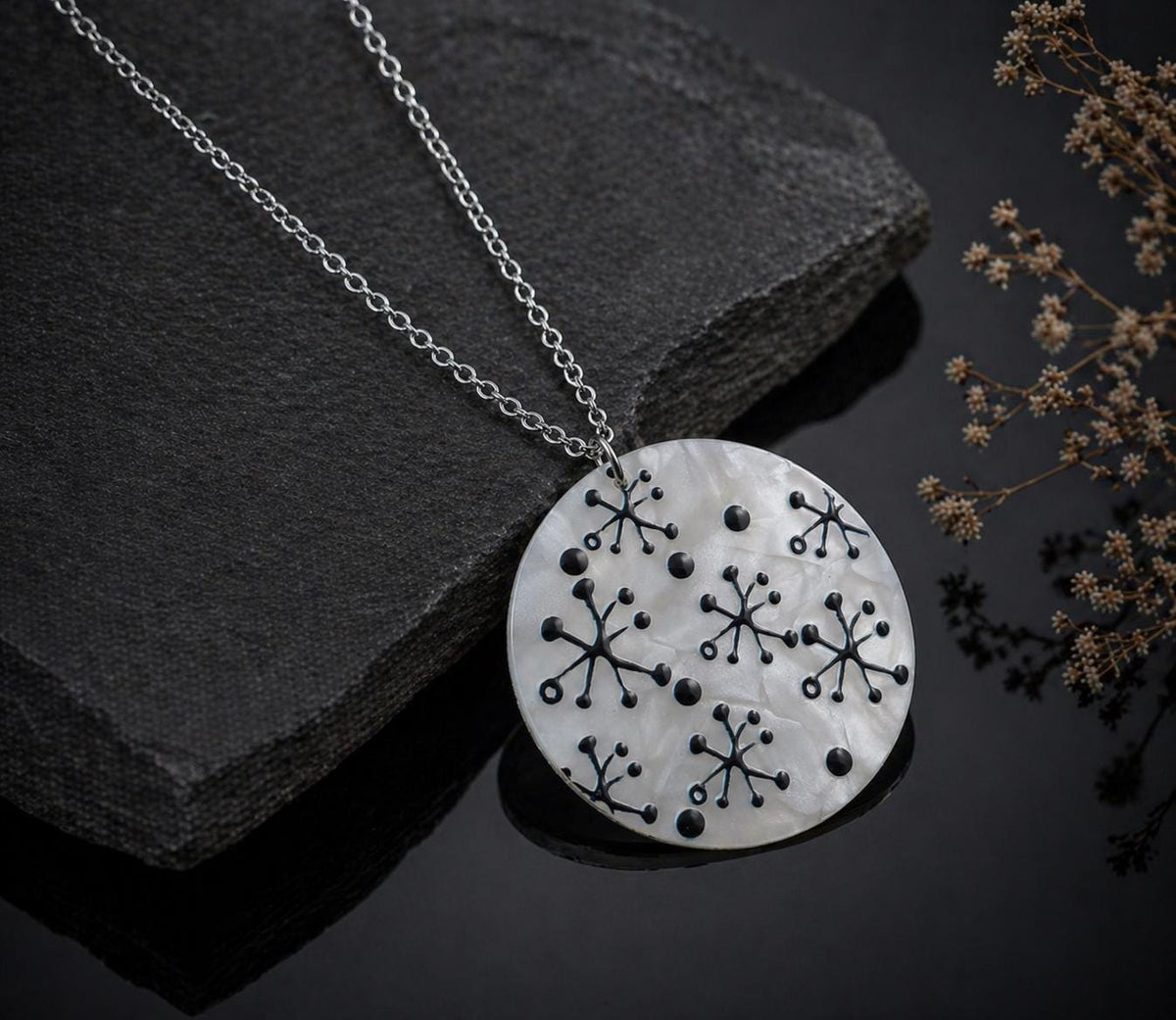 Stainless Steel Necklace with Dandelion Pendant – Silver | Women – 6